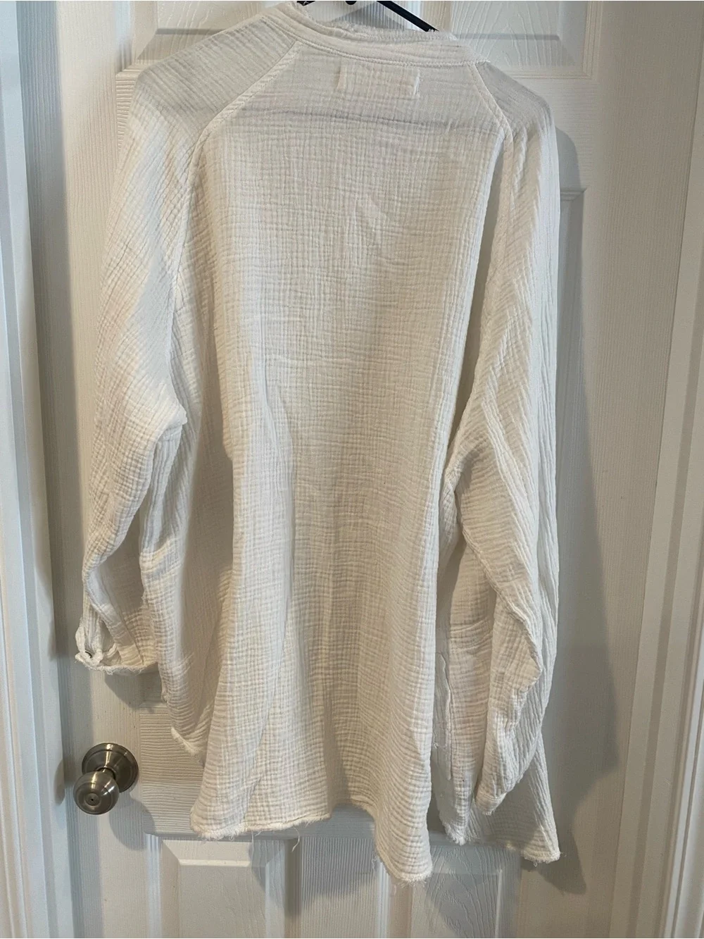 Free People White Gauze Button-Down Shirt